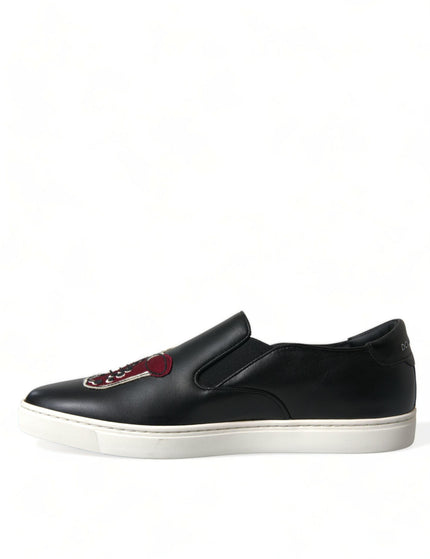 Dolce & Gabbana Black Patch Embellished Slip On Men Sneakers Shoes - Ellie Belle