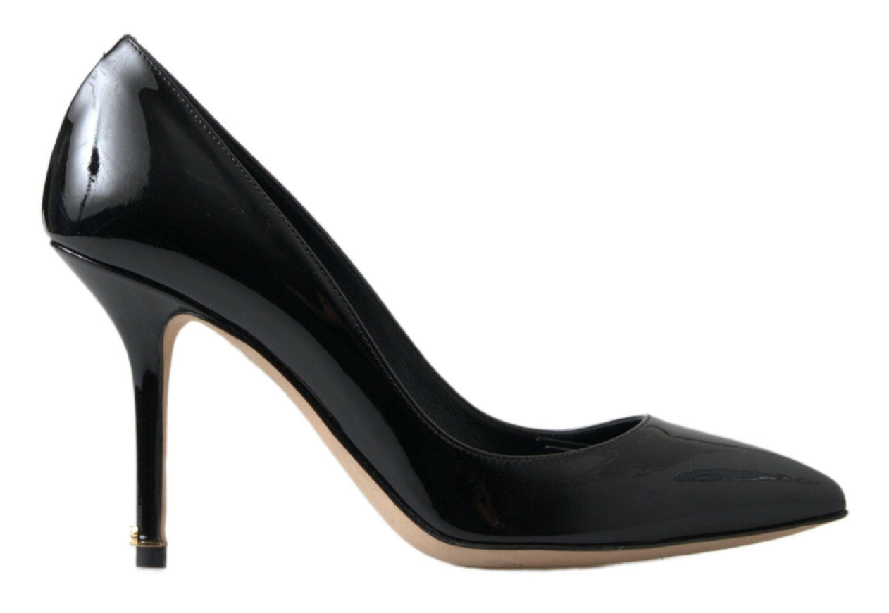 Dolce & Gabbana Black Patent Leather High Heels Pumps Shoes - Ellie Belle