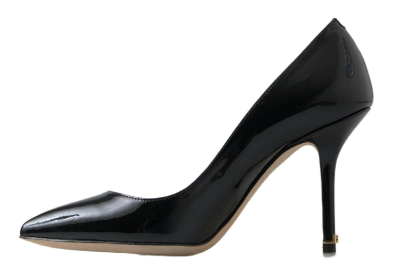 Dolce & Gabbana Black Patent Leather High Heels Pumps Shoes - Ellie Belle