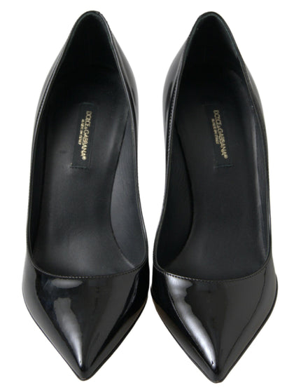 Dolce & Gabbana Black Patent Leather High Heels Pumps Shoes - Ellie Belle