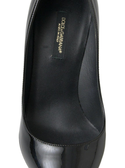 Dolce & Gabbana Black Patent Leather High Heels Pumps Shoes - Ellie Belle