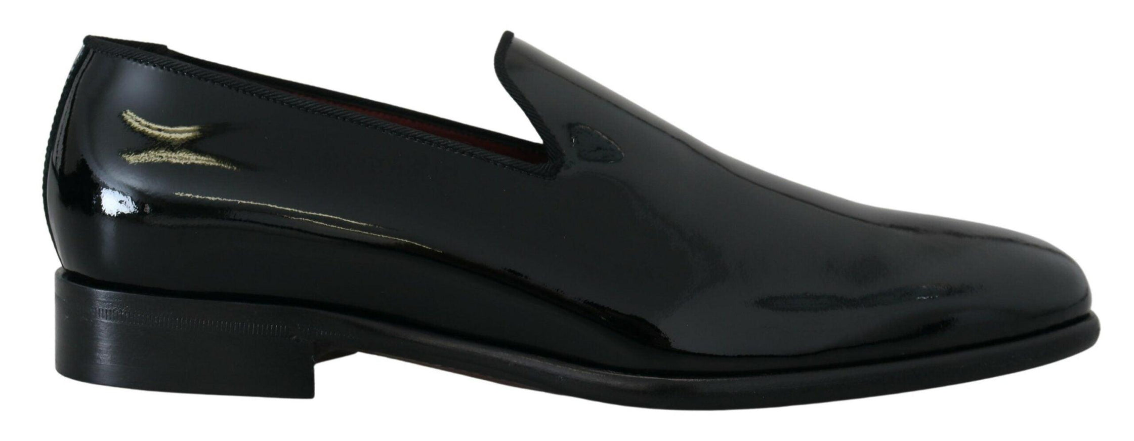 Dolce & Gabbana Black Patent Slipper Loafers Slipon Shoes - Ellie Belle