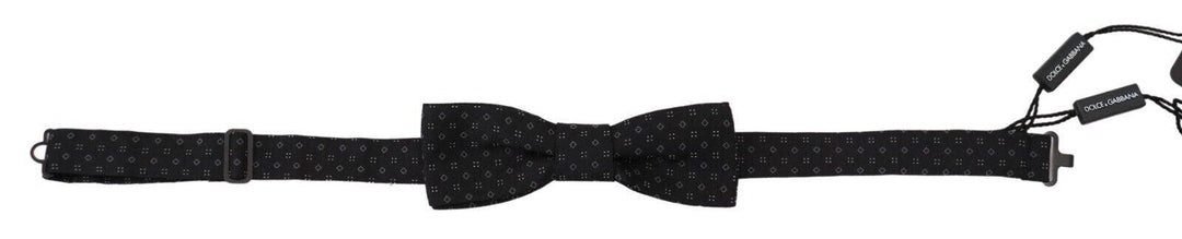 Dolce & Gabbana Black Pattern Silk Adjustable Neck Papillon Bow Tie - Ellie Belle
