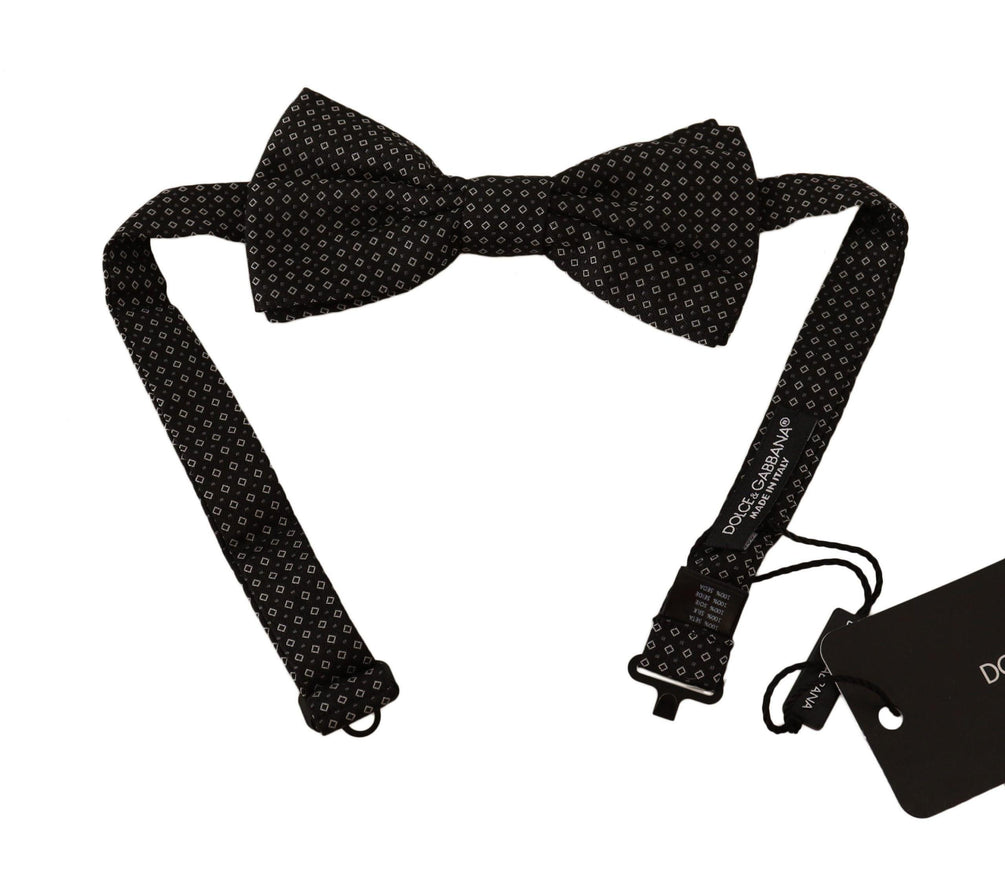 Dolce & Gabbana Black Patterned Adjustable Neck Papillon Bow Tie - Ellie Belle