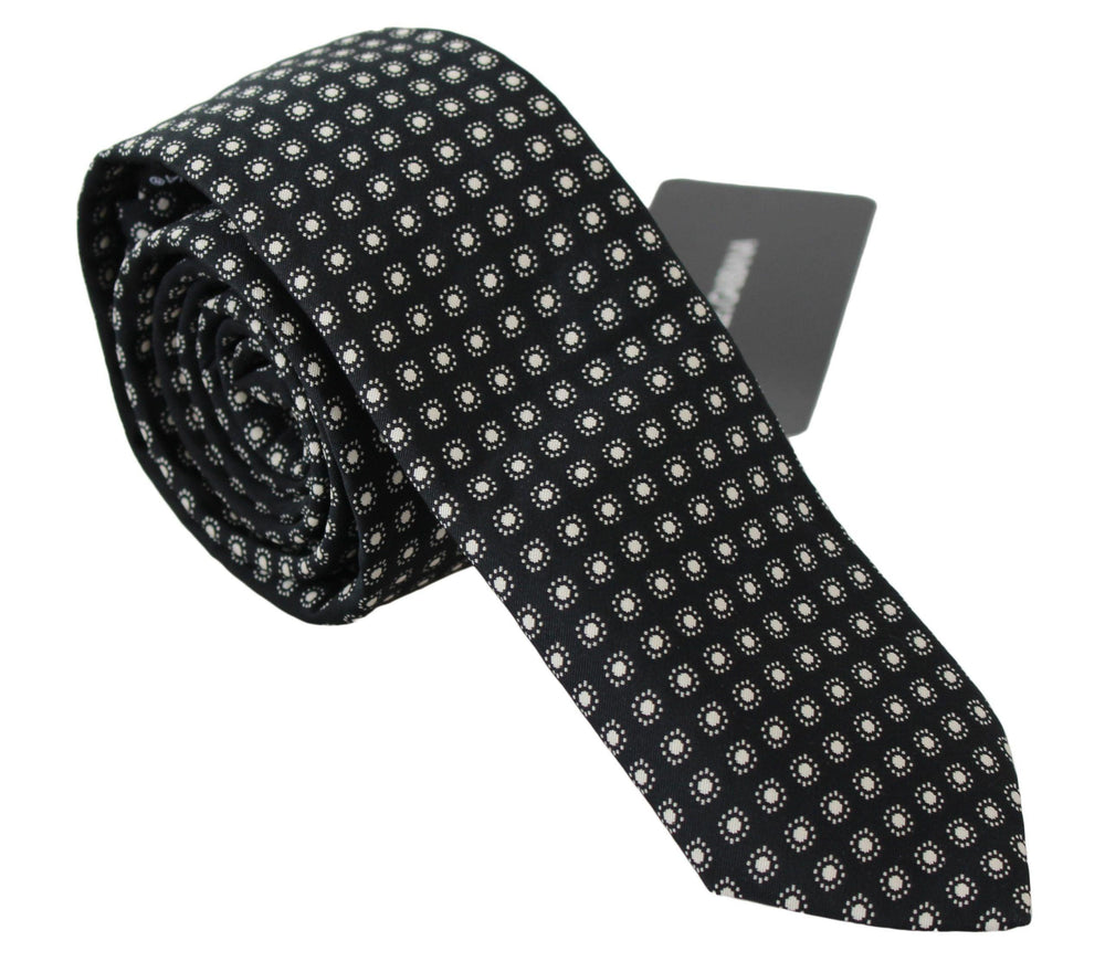 Dolce & Gabbana Black Patterned Classic Mens Slim Necktie Tie - Ellie Belle