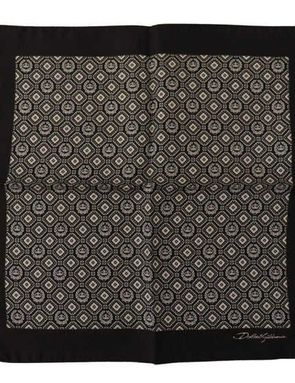 Dolce & Gabbana Black Patterned DG Logo Square Handkerchief Scarf - Ellie Belle