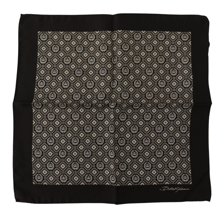 Dolce & Gabbana Black Patterned DG Logo Square Handkerchief Scarf - Ellie Belle