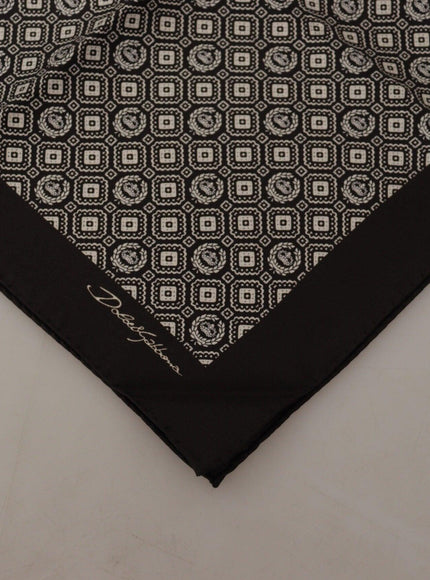 Dolce & Gabbana Black Patterned DG Logo Square Handkerchief Scarf - Ellie Belle