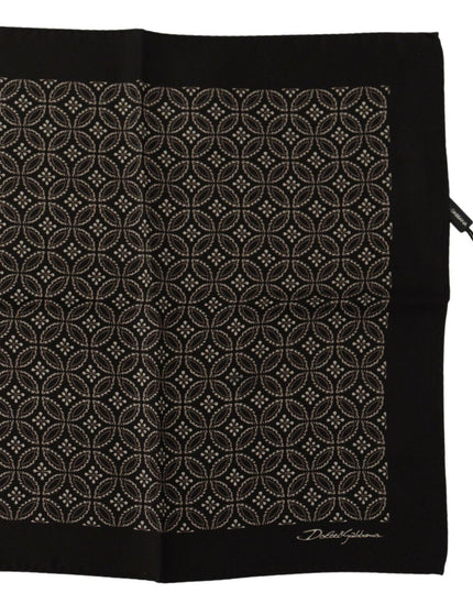 Dolce & Gabbana Black Patterned DG Printed Square Handkerchief Scarf - Ellie Belle