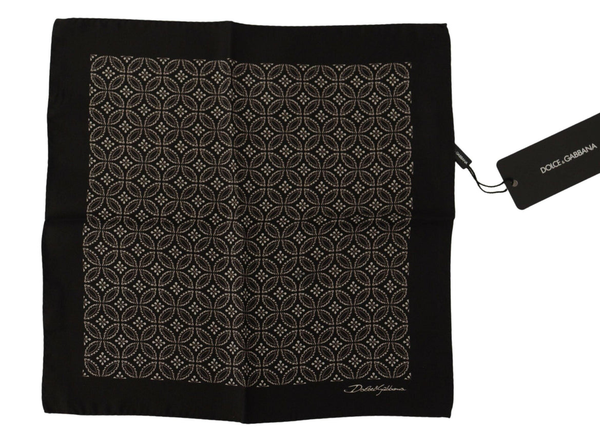 Dolce & Gabbana Black Patterned DG Printed Square Handkerchief Scarf - Ellie Belle