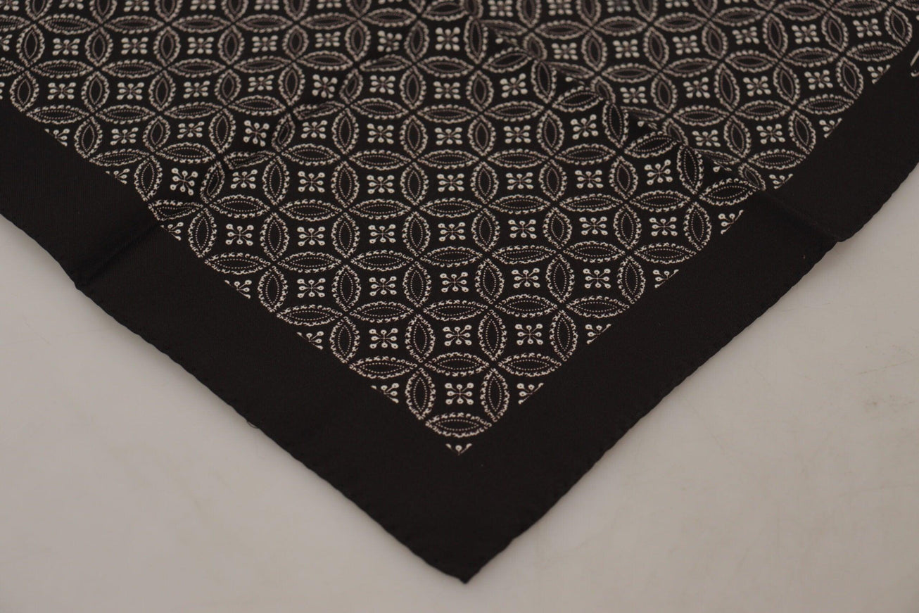 Dolce & Gabbana Black Patterned DG Printed Square Handkerchief Scarf - Ellie Belle