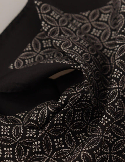 Dolce & Gabbana Black Patterned DG Printed Square Handkerchief Scarf - Ellie Belle