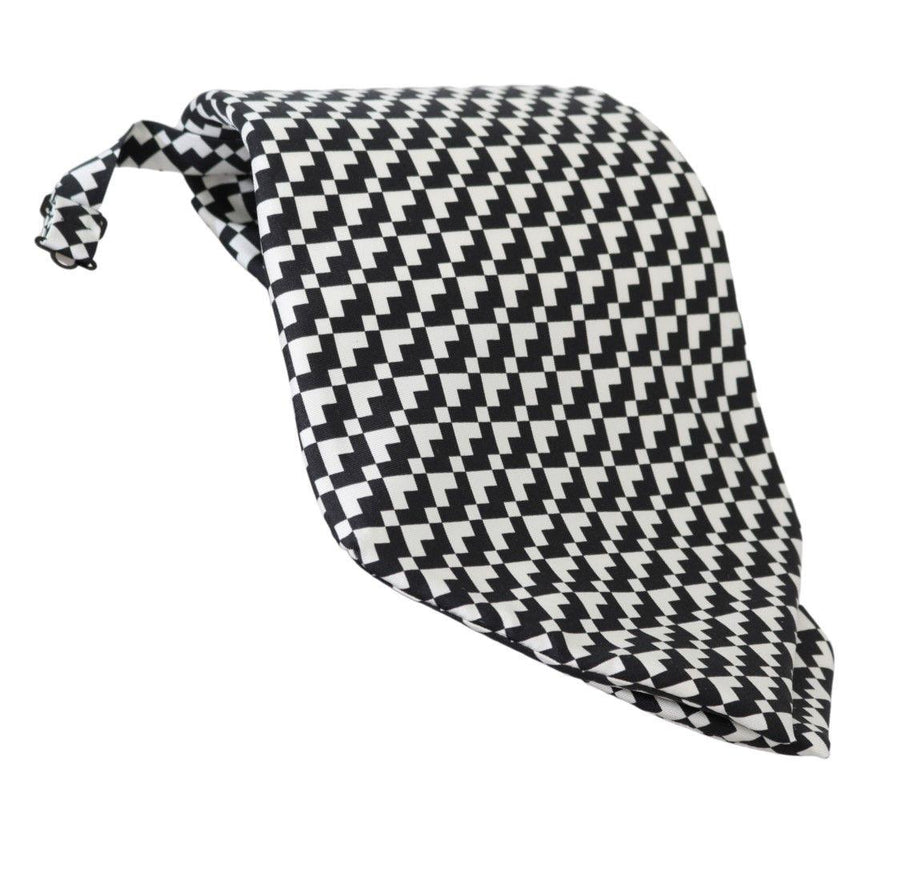 Dolce & Gabbana Black Patterned Mens Necktie 100% Silk Tie - Ellie Belle