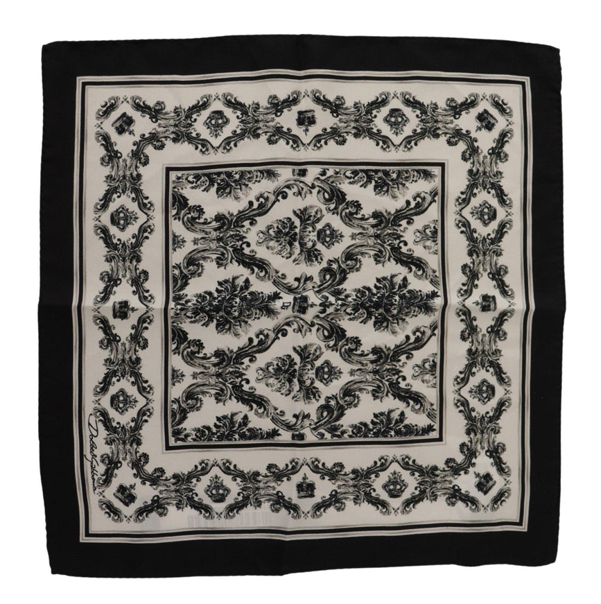 Dolce & Gabbana Black Patterned Scarf Neck Shawl Ivory Scarf - Ellie Belle