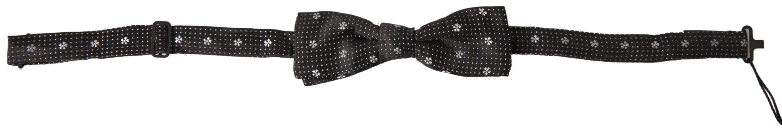 Dolce & Gabbana Black Patterned Silk Adjustable Men Neck Papillon Bow Tie - Ellie Belle