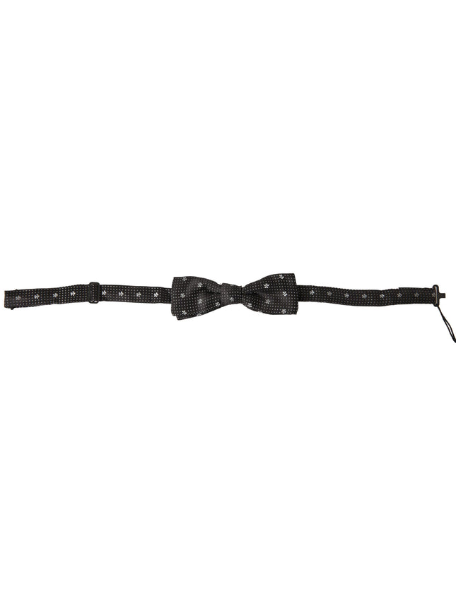 Dolce & Gabbana Black Patterned Silk Adjustable Men Neck Papillon Bow Tie - Ellie Belle