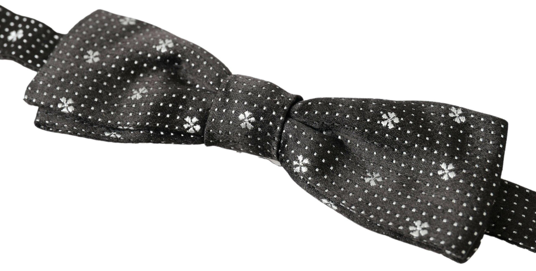 Dolce & Gabbana Black Patterned Silk Adjustable Men Neck Papillon Bow Tie - Ellie Belle