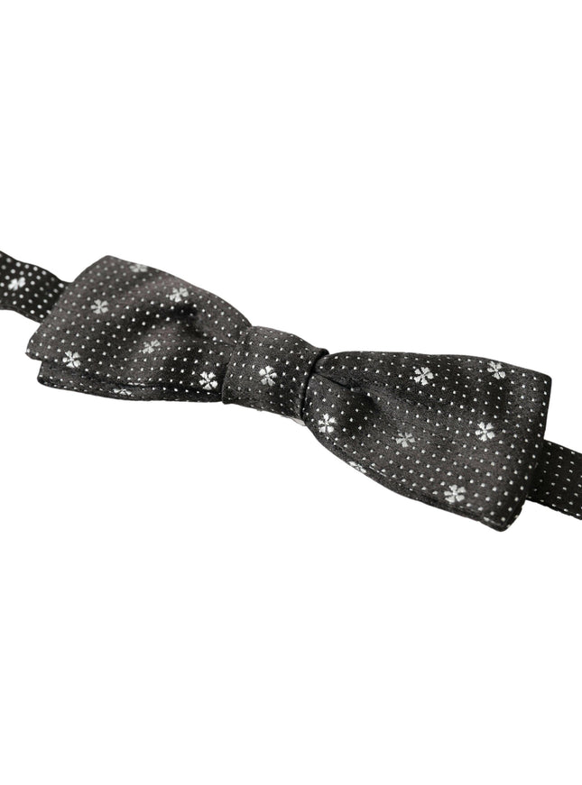 Dolce & Gabbana Black Patterned Silk Adjustable Men Neck Papillon Bow Tie - Ellie Belle
