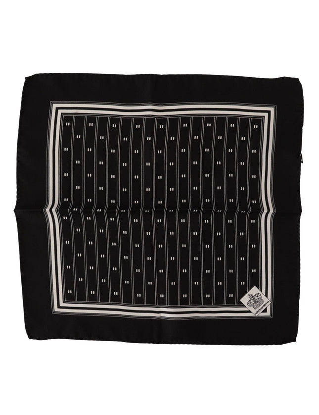 Dolce & Gabbana Black Patterned Silk Square Handkerchief Scarf - Ellie Belle