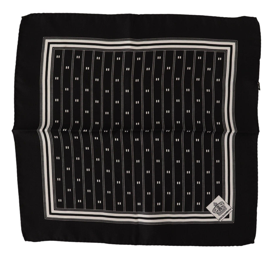 Dolce & Gabbana Black Patterned Silk Square Handkerchief Scarf - Ellie Belle