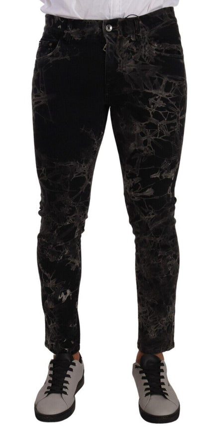 Dolce & Gabbana Black Patterned Skinny Slim Fit Jeans - Ellie Belle