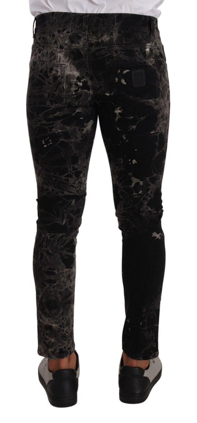 Dolce & Gabbana Black Patterned Skinny Slim Fit Jeans - Ellie Belle