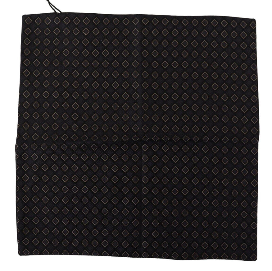 Dolce & Gabbana Black Patterned Square Handkerchief Silk Scarf - Ellie Belle