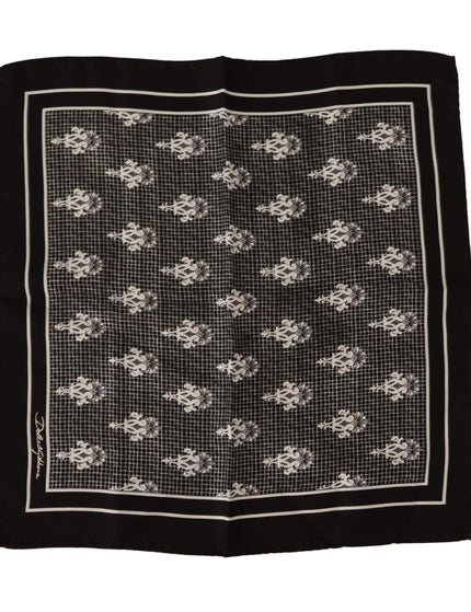 Dolce & Gabbana Black Patterned Square Men Handkerchief Scarf - Ellie Belle