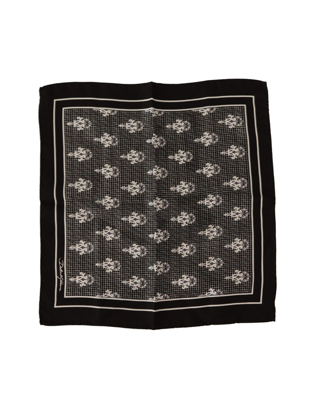 Dolce & Gabbana Black Patterned Square Men Handkerchief Scarf - Ellie Belle