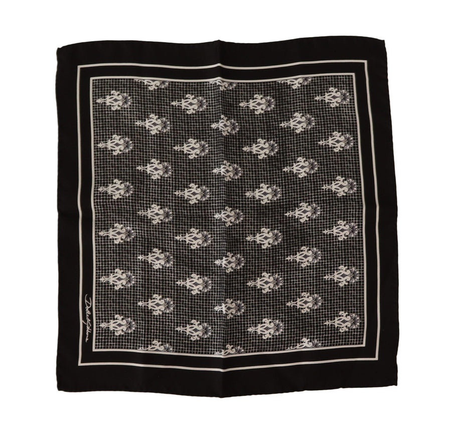 Dolce & Gabbana Black Patterned Square Men Handkerchief Scarf - Ellie Belle