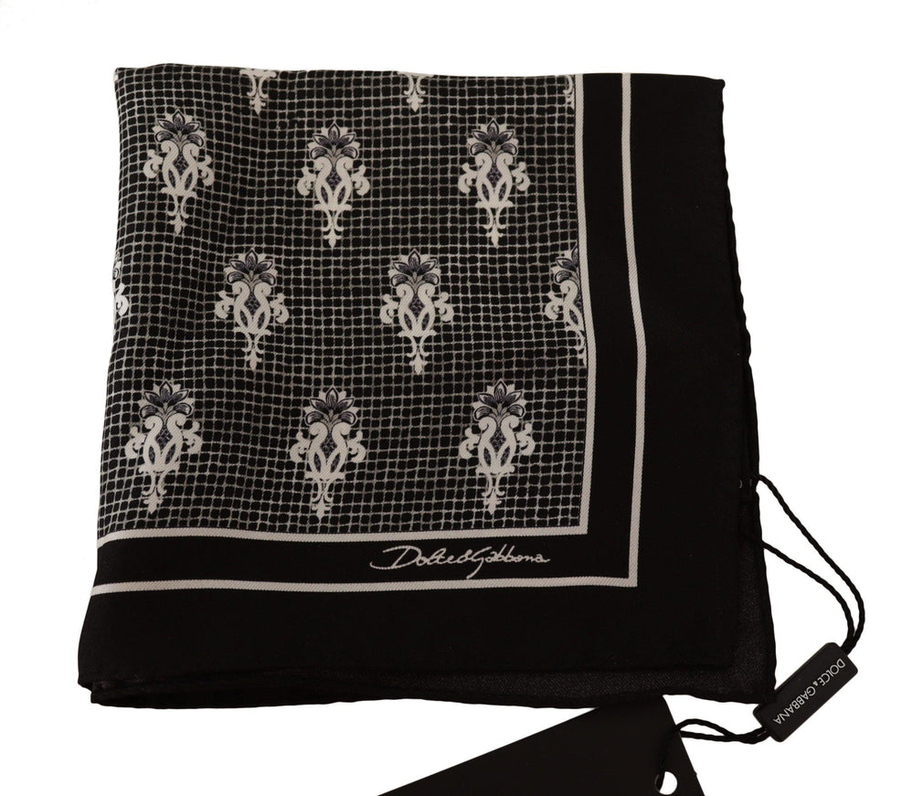 Dolce & Gabbana Black Patterned Square Men Handkerchief Scarf - Ellie Belle