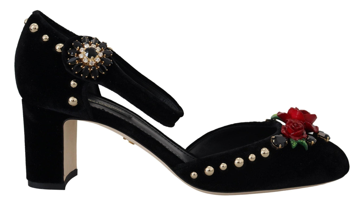 Dolce & Gabbana Black Pearl Crystal Vally Heels Sandals Shoes - Ellie Belle