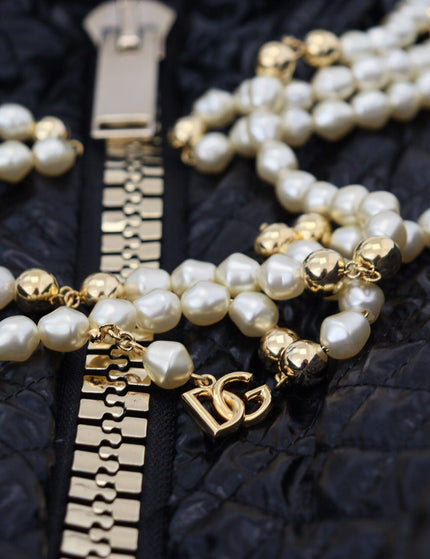 Dolce & Gabbana Black Pearl Embellished Full Zip Sweater - Ellie Belle