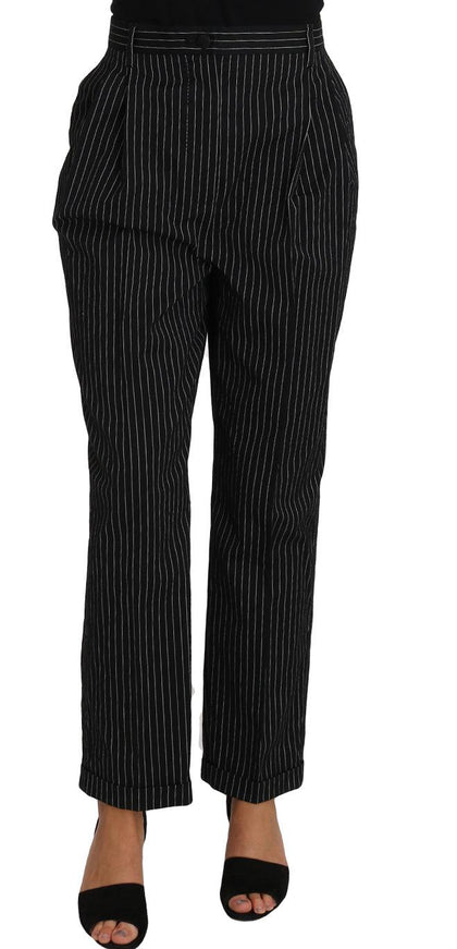 Dolce & Gabbana Black Pin Striped Cropped Pants