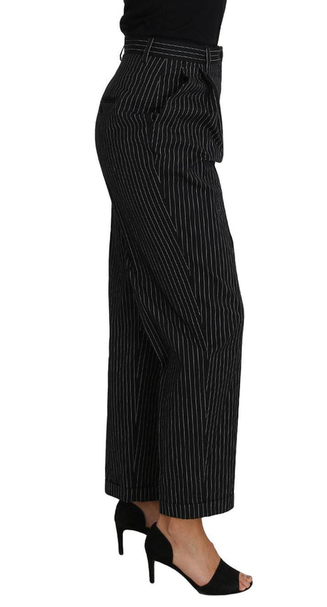 Dolce & Gabbana Black Pin Striped Cropped Pants