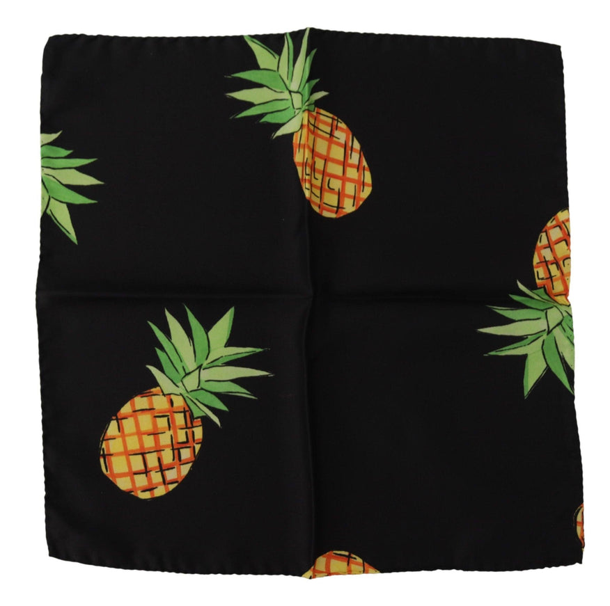 Dolce & Gabbana Black Pineapple Printed Square Handkerchief Scarf - Ellie Belle