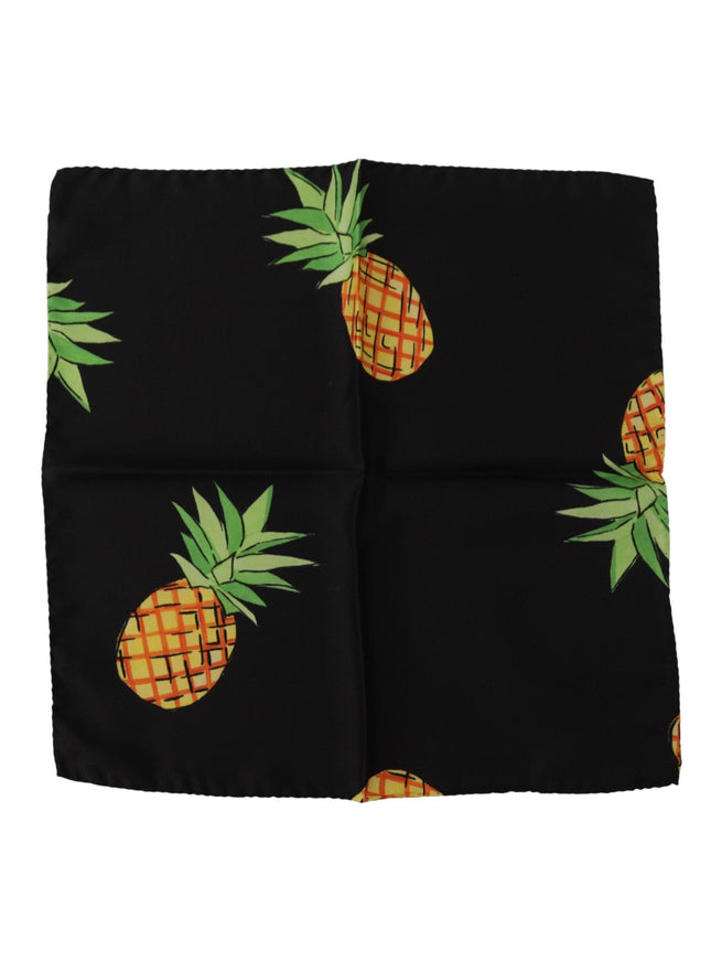 Dolce & Gabbana Black Pineapple Printed Square Handkerchief Scarf - Ellie Belle