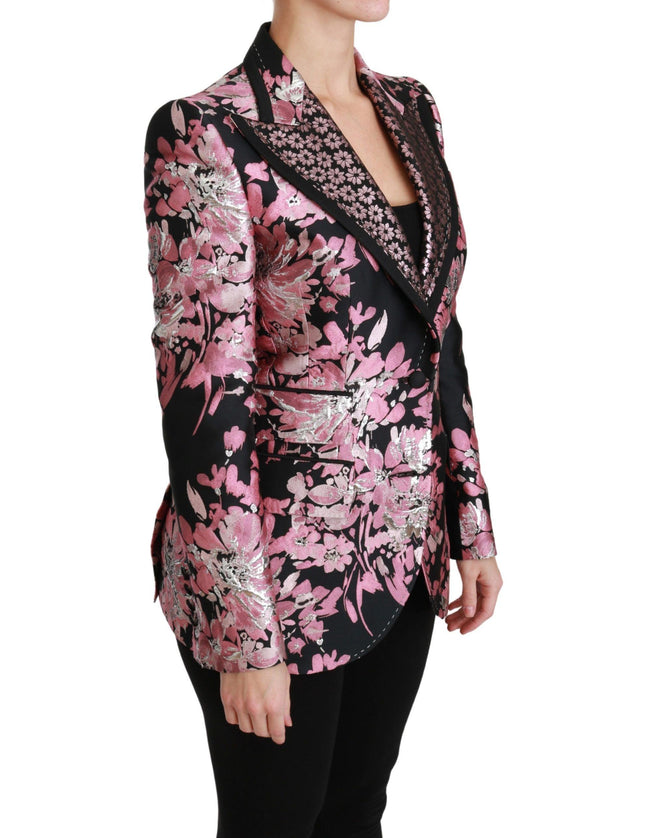 Dolce & Gabbana Black Pink Jacquard Slim Fit Blazer - Ellie Belle