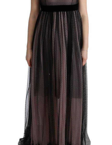 Dolce & Gabbana Black Pink Silk Long Shift Dress - Ellie Belle