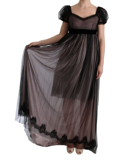 Dolce & Gabbana Black Pink Silk Long Shift Dress - Ellie Belle
