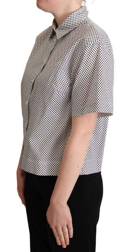 Dolce & Gabbana Black Polka Dot Collared Shirt White - Ellie Belle