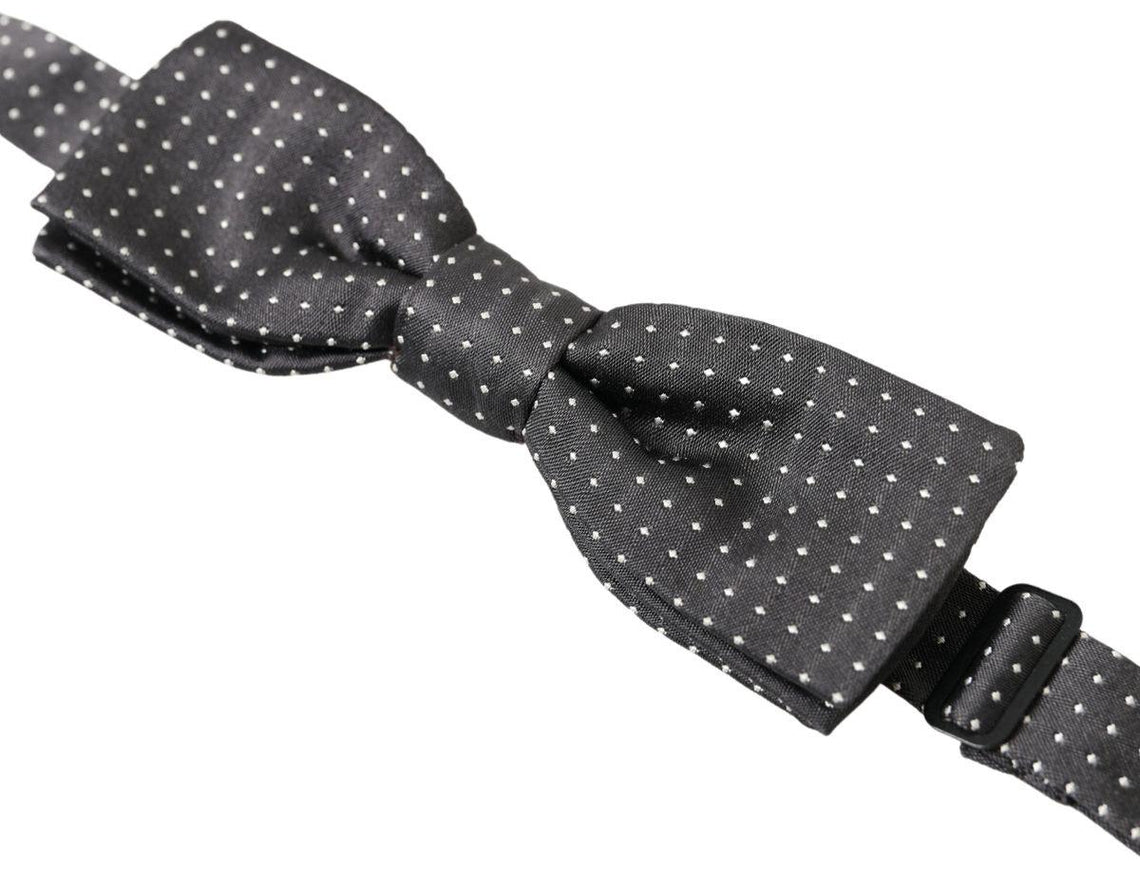 Dolce & Gabbana Black Polka Dot Silk Adjustable Men Neck Papillon Bow Tie - Ellie Belle