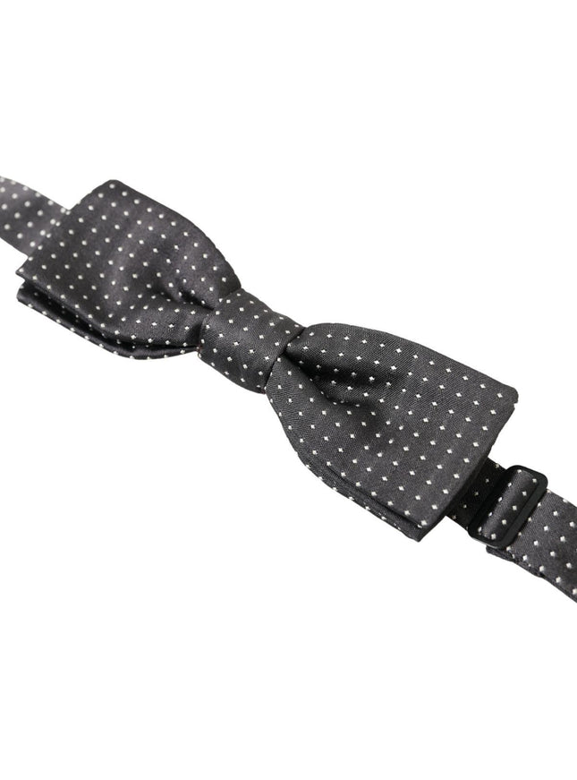 Dolce & Gabbana Black Polka Dot Silk Adjustable Men Neck Papillon Bow Tie - Ellie Belle