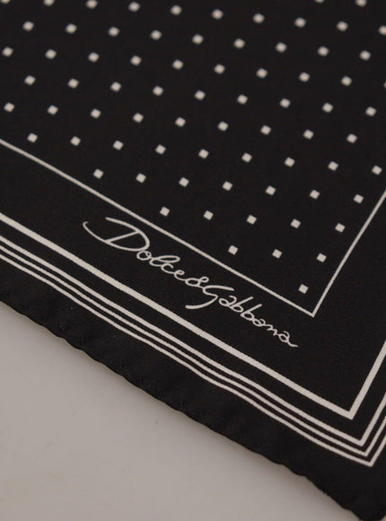 Dolce & Gabbana Black Polka Dots DG Logo Square Handkerchief - Ellie Belle