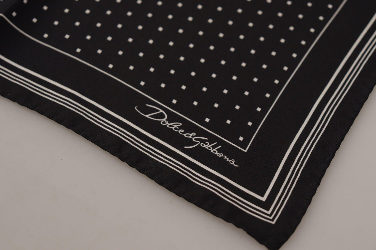 Dolce & Gabbana Black Polka Dots DG Logo Square Handkerchief - Ellie Belle