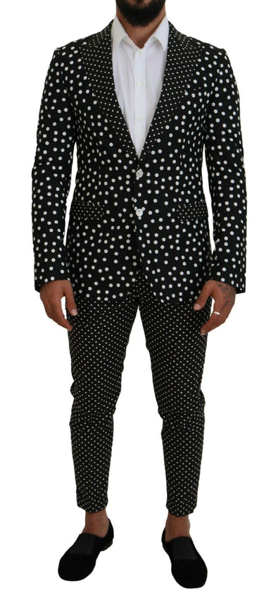 Dolce & Gabbana Black Polka Dots Silk 2 Piece TAORMINA Suit - Ellie Belle