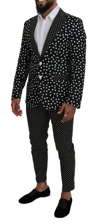 Dolce & Gabbana Black Polka Dots Silk 2 Piece TAORMINA Suit - Ellie Belle