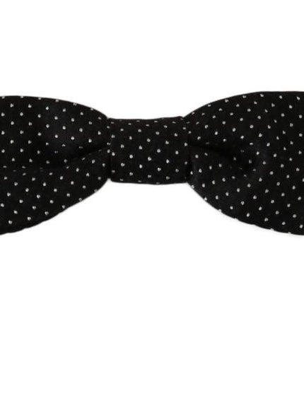 Dolce & Gabbana Black Polka Dots Silk Adjustable Neck Papillon Men Bow Tie