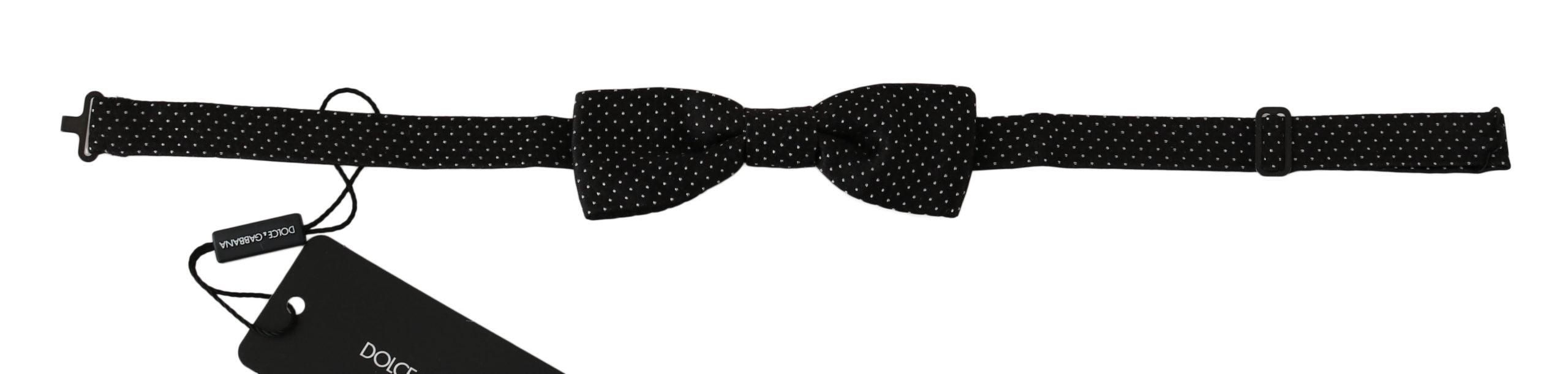 Dolce & Gabbana Black Polka Dots Silk Adjustable Neck Papillon Men Bow Tie - Ellie Belle