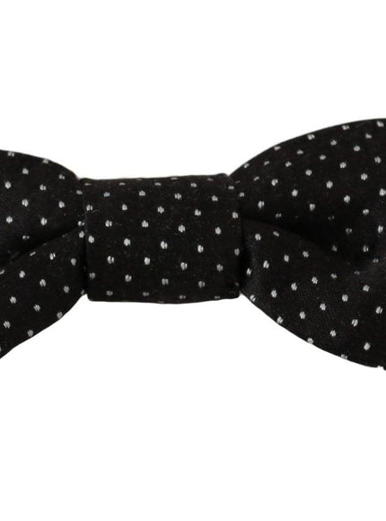 Dolce & Gabbana Black Polka Dots Silk Adjustable Neck Papillon Men Bow Tie